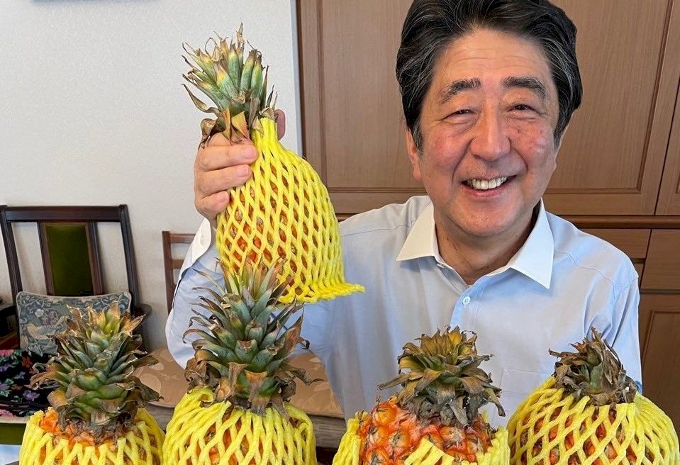 Former Japan PM Shinzo Abe tweets about Taiwanese pineapples