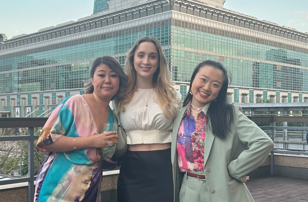 Michelle Chiang, Issy Wells, and Sharon Lin at an event in Xinyi District. (Photo: Sharon Lin)